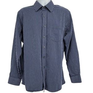 MICHAEL Michael Kors Men's Stripe Cotton Navy Casual Shirt Size XL 17- 34/35